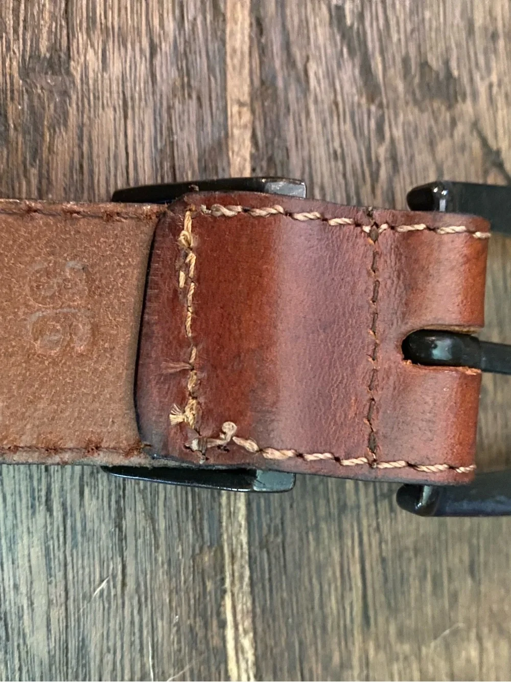 Vintage Brown Leather Women's Belt with Antique Brass Buckle